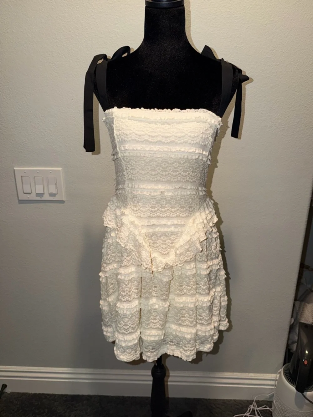 More To Come Revolve White Lace Tie-Shoulder Sundress